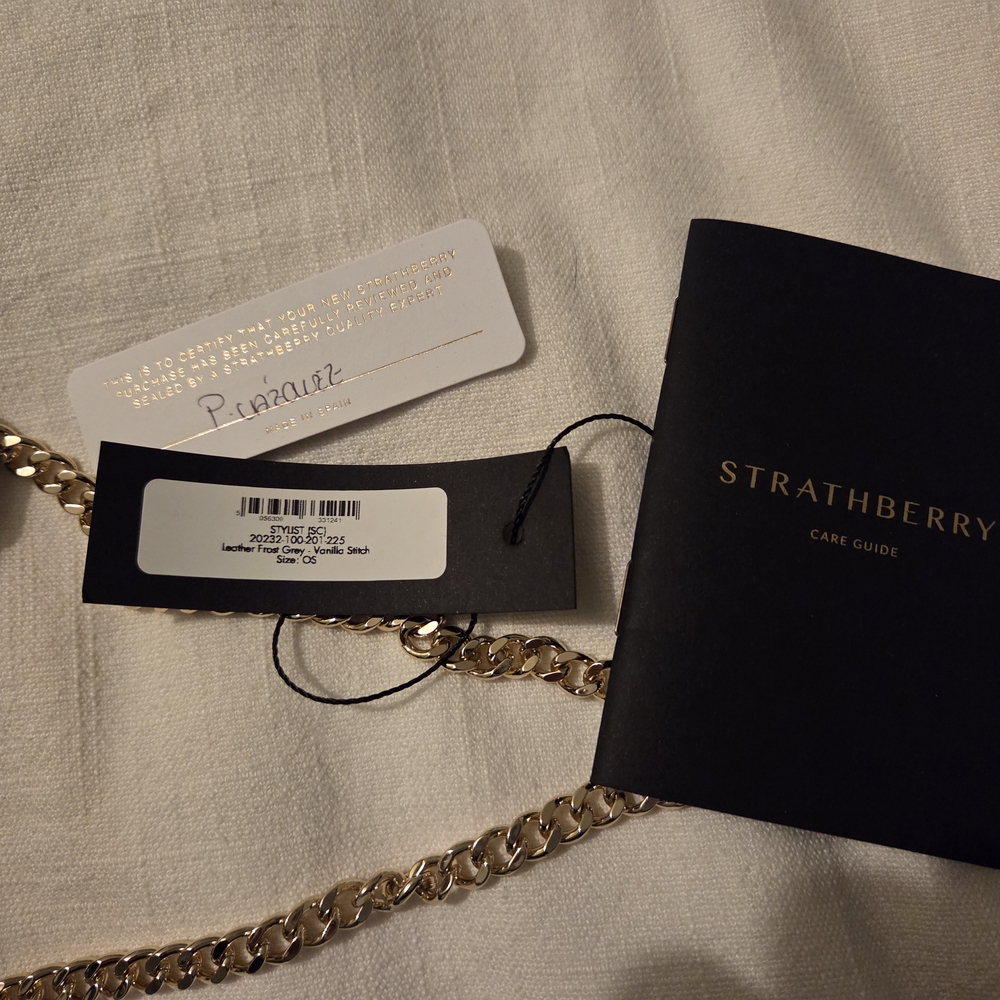 Strathberry Gray Leather Clutch with Gold Bar - Picture 5 of 12